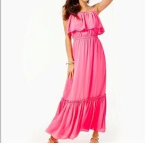 EUC Lilly Pulitzer Aida Maxi Love Portion Pink XL